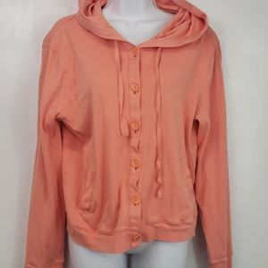 Garnet Hill button up coral light sweatshirt sz M